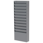 Global Industrial Medical Chart Hanging Wall File Holder, 11 Pockets, Gray