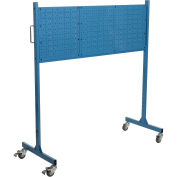 Mobile Steel Pegboard Panel Rack, Blue, 60"W