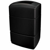 Commercial Zone Rectangular Waste Receptacle, 40 Gallon, Black