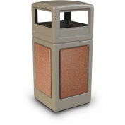 Commercial Zone StoneTec® 42 Gallon Square Receptacle with Dome Lid, Beige w/Sedona Panels
