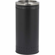 Commercial Zone Precision Series Imprinted 360 Steel Receptacle with Open Lid, 25 Gallon - Black
