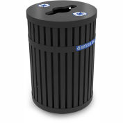 Commercial Zone 45 Gallon ArchTec Parkview 3 Recycling Container with Recycle Lid, Black