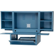 Counter Top Fold-Out Computer Security Cabinet, 24-1/2"W x 22-1/2"D x 29-3/4"H, Blue