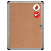 MasterVision Cork Bulletin Board Enclosed Cabinet, Single Door,  28"W x 38.25"H
