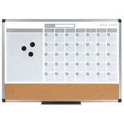 MasterVision 3-In-1 Calendar Dry Erase Planning Board, 24" x 36", Aluminum Frame