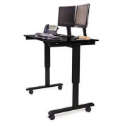 Luxor Electric Adjustable Standing Desk, Black Frame/Black Oak Top, 47"L x 29"W x 29 to 45"H