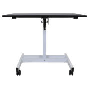 Luxor Single Column Crank Stand Up Desk, White Frame/Black Top, 23-5/8"L x 39-3/8"W x 30 to 45-1/4"H