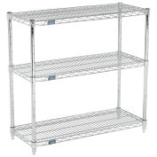 Global Industrial (3) Shelf Media Stand, Chrome, 72 x 14