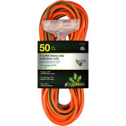 14/3 50' 3-Outlet Heavy Duty Extension Cord, Lighted End