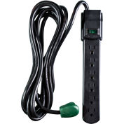6 Outlet Surge Protector, 6 Ft Cord, 250 Joules, Black