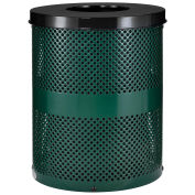 Thermoplastic Coated Perforated Receptacle w/Flat Lid, 32 Gallon, Green