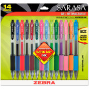 Zebra Sarasa Retractable Gel Pen, Assorted Ink, Medium, 14/Pack
