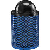 32 Gallon Thermoplastic Coated Mesh Receptacle w/Dome Lid, Blue, Unassembled