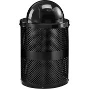 36 Gallon Thermoplastic Coated Perforated Receptacle w/Dome Lid, Black