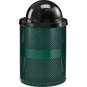 36 Gallon Thermoplastic Coated Perforated Receptacle w/Dome Lid, Green