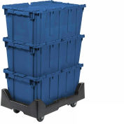 Attached Lid Shipping Container with Dolly Combo, 27-3/16 x 16-5/8 x 12-1/2, Blue