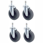 Nexel 4" Swivel Stem Rubber Casters, 500 lb Capacity, 4/Pk