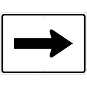 NMC Traffic Sign, Auxiliary Arrow Right, 15" X 21", White, TM503J