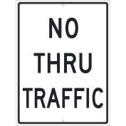 NMC Traffic Sign, No Thru Traffic Sign, 24" x 18", White, TM515J