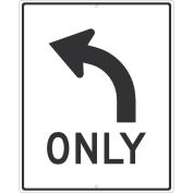 NMC Traffic Sign, Left Turn Only Arrow Sign, 30" X 24", White, TM521J