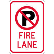 NMC Traffic Sign, No Parking (Graphic) Fire Lane, 18" X 12", White, TM0101K