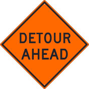 NMC Traffic Sign, Detour Ahead Sign, 30" X 30", Orange, TM176K