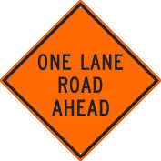 NMC Traffic Sign, One Lane Road Ahead Sign, 30" X 30", Orange, TM178K