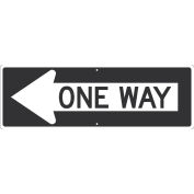 NMC Traffic Sign, One Way Arrow Left, 12" X 36", White, TM508K