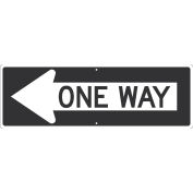 NMC Traffic Sign, One Way Arrow Left, 12" X 36", White, TM508J
