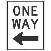 NMC Traffic Sign, One Way Arrow Left, 24" x 18", White, TM510J