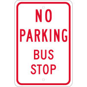 NMC Traffic Sign, No Parking Bus Stop, 18" X 12", White, TM099J