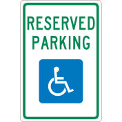 NMC Traffic Sign, Reserved Handicapped Parking, 18" X 12", White, TM97G
