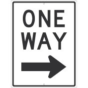 NMC Traffic Sign, One Way Arrow Right, 24" x 18", White, TM511J