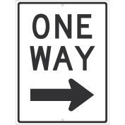 NMC Traffic Sign, One Way Arrow Right, 24" x 18", White, TM511K