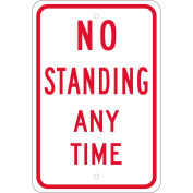 NMC Traffic Sign, No Standing Anytime, 18" X 12", White, TM098J