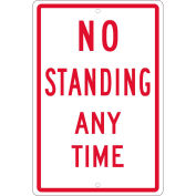 NMC Traffic Sign, No Standing Anytime, 18" X 12", White, TM098H