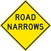 NMC Traffic Sign, Road Narrows Sign, 30" X 30", Yellow, TM265K