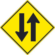NMC Traffic Sign, Two Way Traffic Arrow Graphic Sign, 30" X 30", Yellow, TM238K