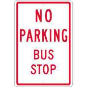 NMC Traffic Sign, No Parking Bus Stop, 18" X 12", White, TM099H