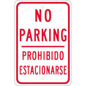 NMC Traffic Sign, No Parking Bi-Lingual, 18" X 12", White, TM98J
