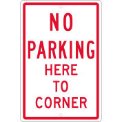 NMC Traffic Sign, No Parking Here To Corner, 18" X 12", White, TM99H