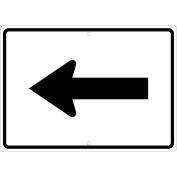 NMC Traffic Sign, Auxiliary Arrow Left, 15" X 21", White, TM502J