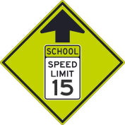 NMC Traffic Sign, School Speed Limit 15 Sign, 30" X 30", Yellow, TM606DG