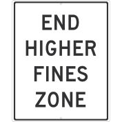 NMC Traffic Sign, End Higher Fines Zone Sign, 30" X 24", White, TM527K