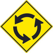 NMC Traffic Sign, Roundabout Graphic Sign, 30" X 30", Yellow, TM247K