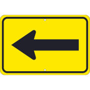 NMC Traffic Sign, Large Arrow One Direction Sign, 12" X 18", Yellow, TM249K