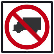 NMC Traffic Sign, No Trucks Sign, 24" x 24", White, TM537K