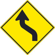 NMC Traffic Sign, Lane Shift Arrow Right Sign, 30" X 30", Yellow, TM245K