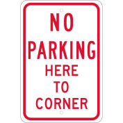 NMC Traffic Sign, No Parking Here To Corner, 18" X 12", White, TM99K