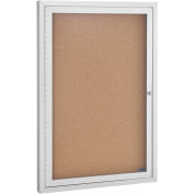 Enclosed Bulletin Board - Cork - Aluminum Frame - 24" x 36" - 1 Door